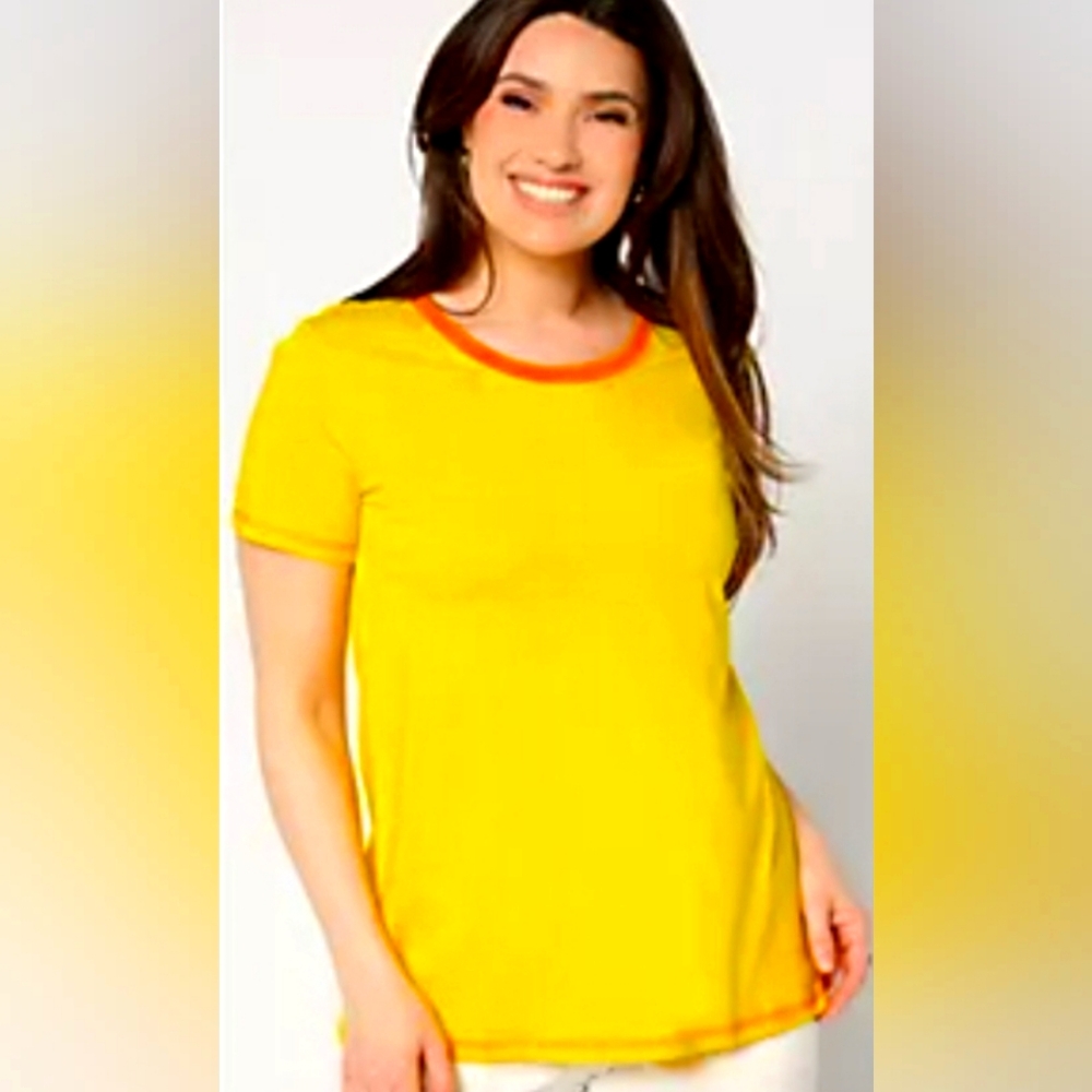 Logo Principles The Tee By Lori Goldstein Yellow And Orange T-Shirt Size 4XL